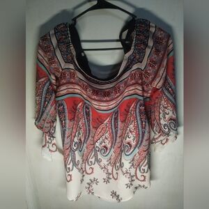Women's long sleeve top with paisley design